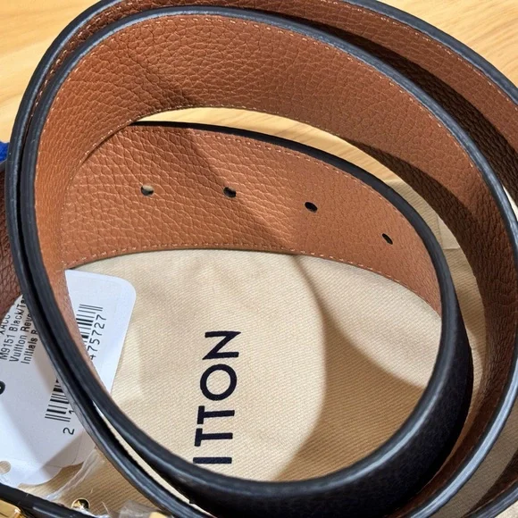 Louis Vuitton Black & Tan Reversible Initials 40MM Leather Belt Size 95
